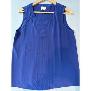 Women’s Kate Spade Sleeveless Hidden Button Down Silk Royal Blue Top Size 10